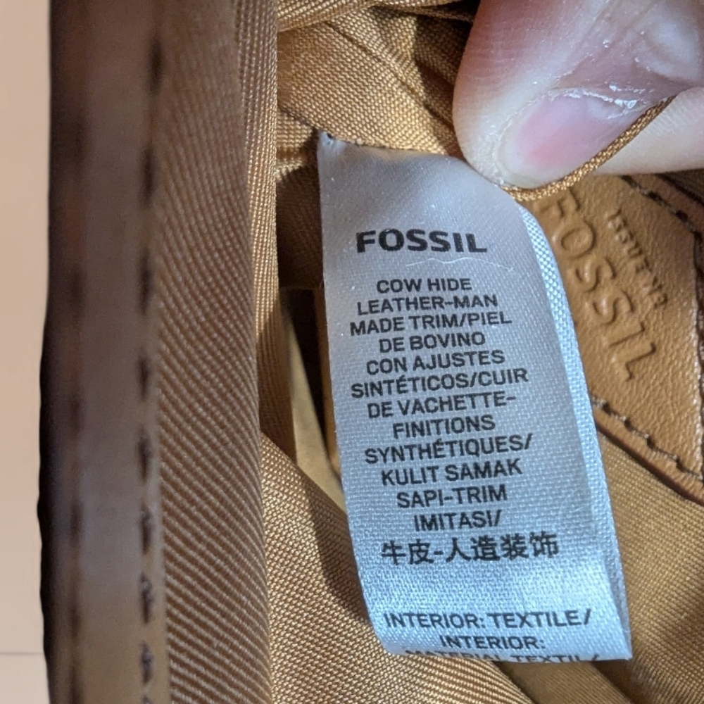 👜 Fossil Patchwork Leather Tote Satchel Crossbody - Picture 11 of 13